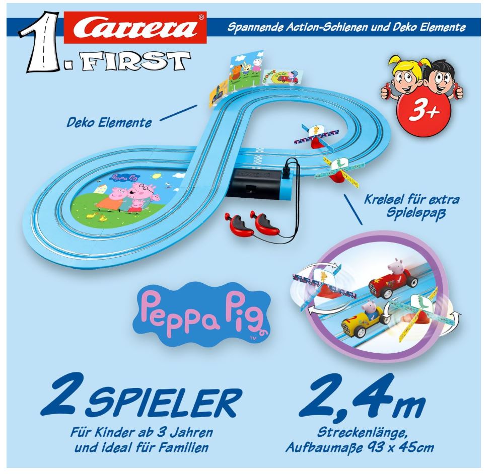 Carrera First – Peppa Pig Kids Gran Prix Racebaanset (2,4 m)