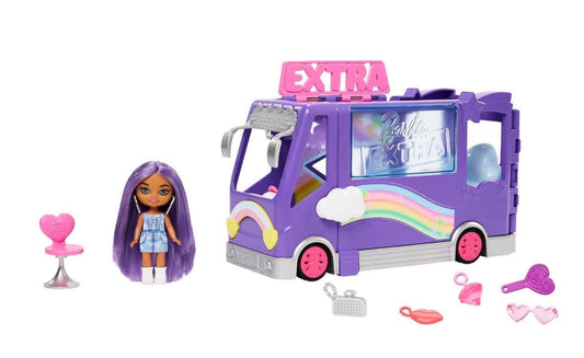 Barbie Extra Mini Mini’s – Toerbus Speelset (met pop en accessoires)