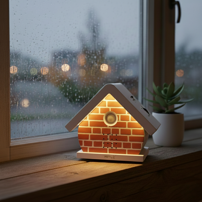 MetuX® - vogelhuisje met geluid - zwitscherbox - vogelgeluiden huisje met sensor - Vogelgeluiden Huisje Voor op Toilet - Bruin