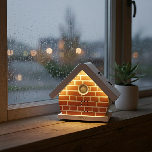 MetuX® - vogelhuisje met geluid - zwitscherbox - vogelgeluiden huisje met sensor - Vogelgeluiden Huisje Voor op Toilet - Bruin