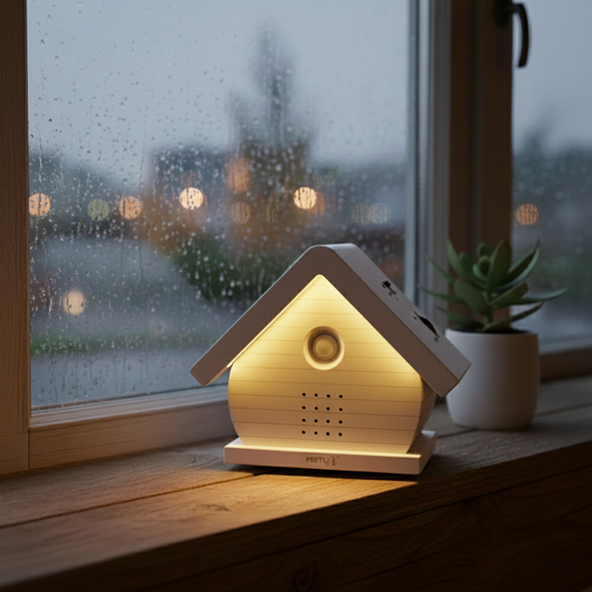 MetuX® - vogelhuisje met geluid - zwitscherbox - vogelgeluiden huisje met sensor - Vogelgeluiden Huisje Voor op Toilet - Wit