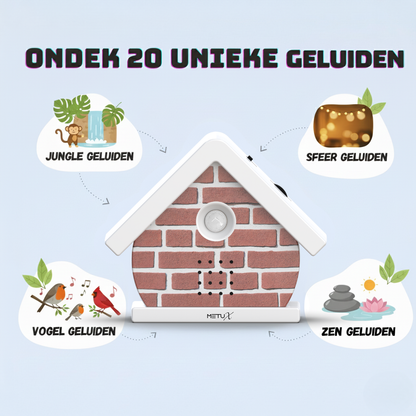 MetuX® - vogelhuisje met geluid - zwitscherbox - vogelgeluiden huisje met sensor - Vogelgeluiden Huisje Voor op Toilet - Bruin
