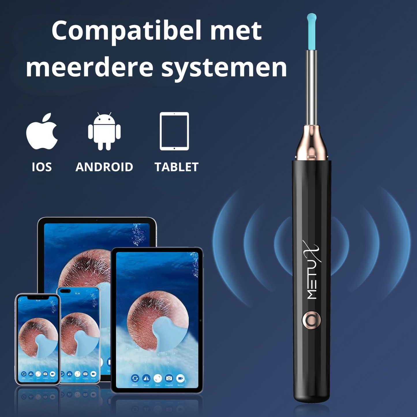 MetuX® Oorsmeerverwijderaar met Camera Zwart - Ultra HD Camera