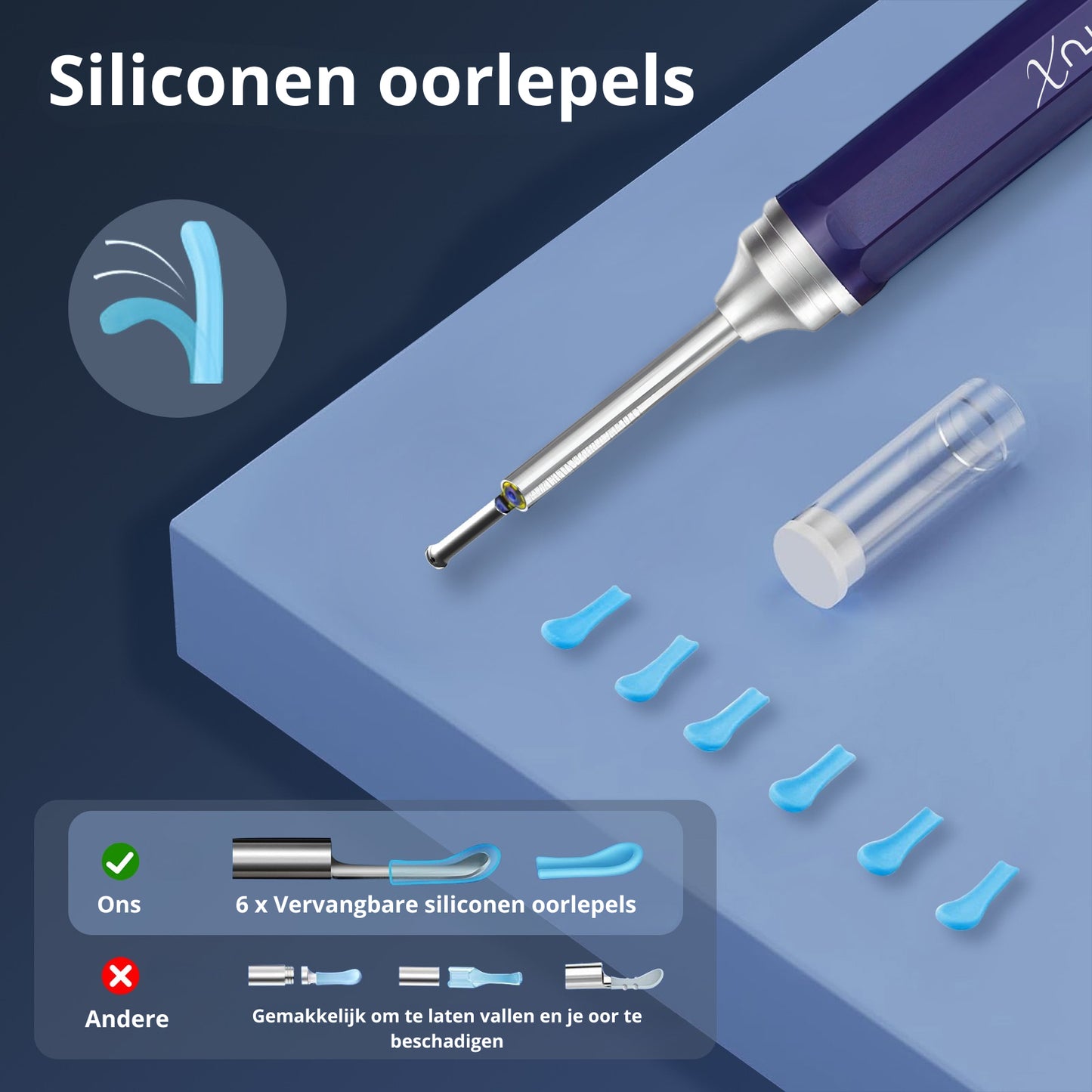 MetuX® Oorsmeerverwijderaar met Camera Blauw- Ultra HD Camera