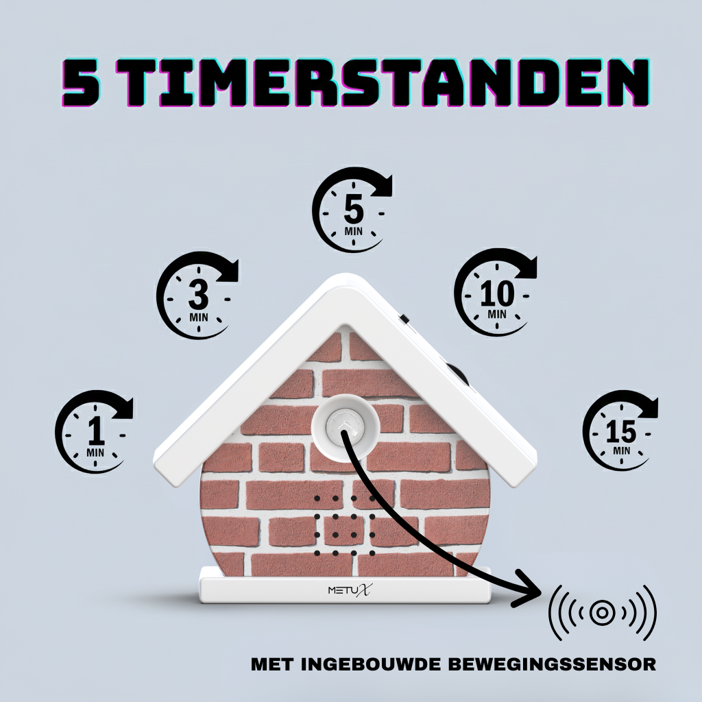MetuX® - vogelhuisje met geluid - zwitscherbox - vogelgeluiden huisje met sensor - Vogelgeluiden Huisje Voor op Toilet - Bruin