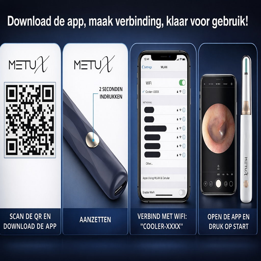 MetuX® Oorsmeerverwijderaar met Camera Wit - Ultra HD Camera