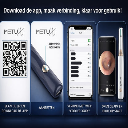 MetuX® Oorsmeerverwijderaar met Camera Wit - Ultra HD Camera