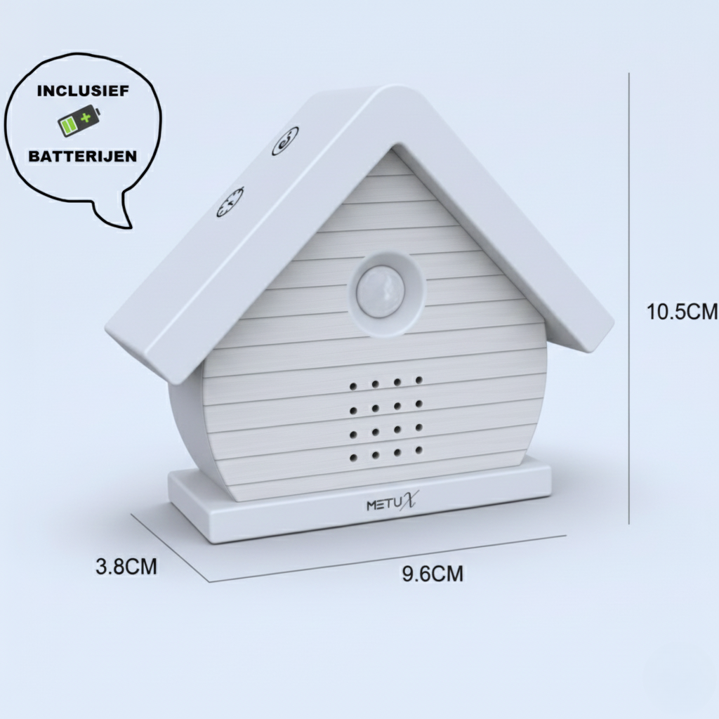 MetuX® - vogelhuisje met geluid - zwitscherbox - vogelgeluiden huisje met sensor - Vogelgeluiden Huisje Voor op Toilet - Wit