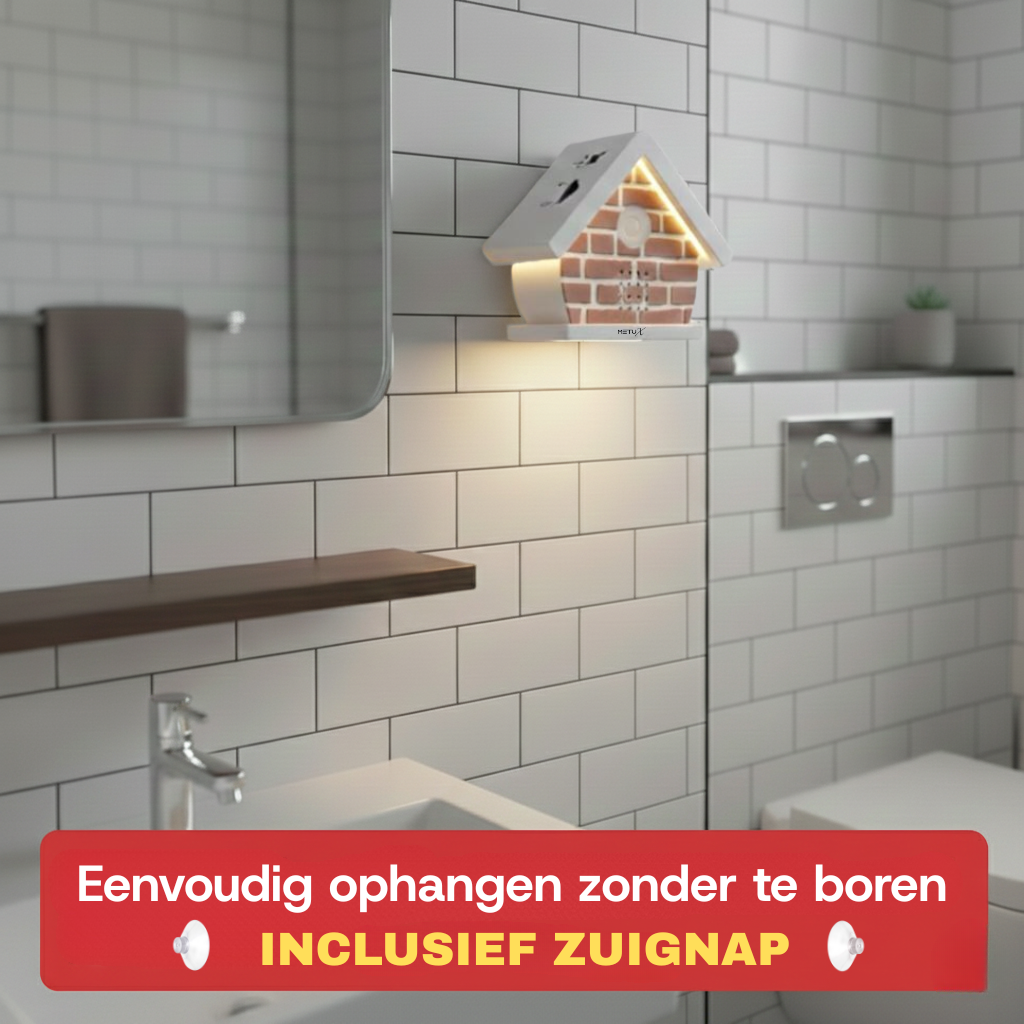 MetuX® - vogelhuisje met geluid - zwitscherbox - vogelgeluiden huisje met sensor - Vogelgeluiden Huisje Voor op Toilet - Bruin