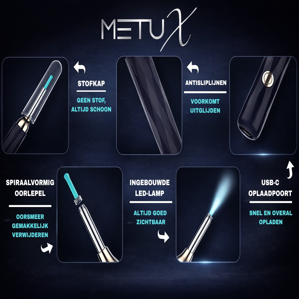 MetuX® Oorsmeerverwijderaar met Camera Wit - Ultra HD Camera