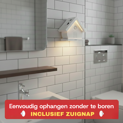 MetuX® - vogelhuisje met geluid - zwitscherbox - vogelgeluiden huisje met sensor - Vogelgeluiden Huisje Voor op Toilet - Wit