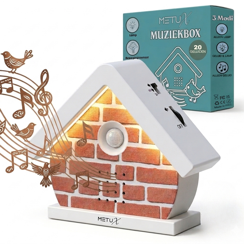 MetuX® - vogelhuisje met geluid - zwitscherbox - vogelgeluiden huisje met sensor - Vogelgeluiden Huisje Voor op Toilet - Bruin