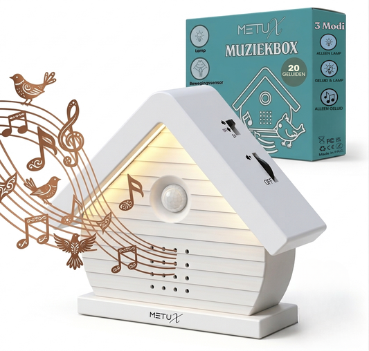 MetuX® - vogelhuisje met geluid - zwitscherbox - vogelgeluiden huisje met sensor - Vogelgeluiden Huisje Voor op Toilet - Wit