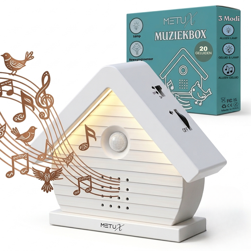 MetuX® - vogelhuisje met geluid - zwitscherbox - vogelgeluiden huisje met sensor - Vogelgeluiden Huisje Voor op Toilet - Wit